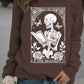Skeleton Reading Butterfly Pattern Printed Hoodie