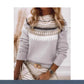 Half high collar pullover straight tube printed neutral style sweater