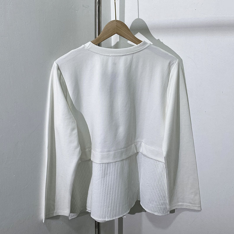 New fashion design long sleeved sweatshirt with irregular hem and loose casual pullover top for women