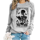 Skeleton Reading Butterfly Pattern Printed Hoodie