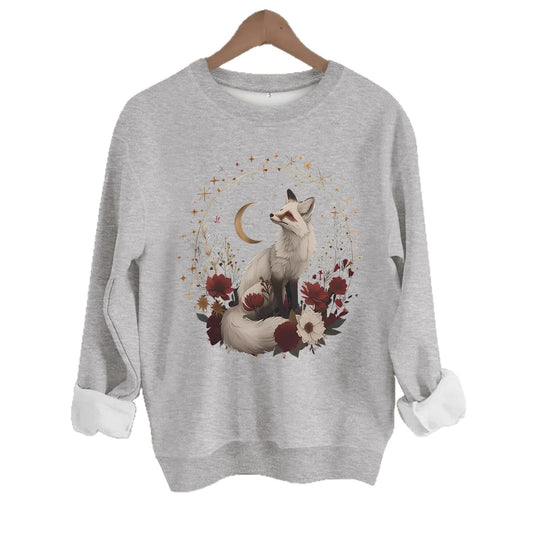 White fox print on hoodie