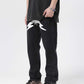 American high street pentagram printed jeans men fashion brand street loose wide leg casual straight trousers