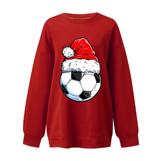 Christmas football element printed Christmas hoodie