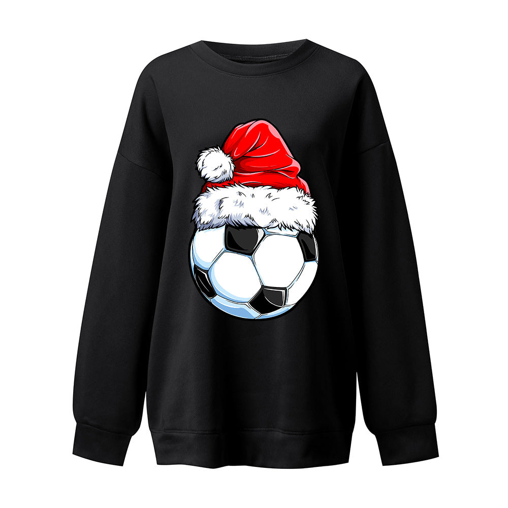 Christmas football element printed Christmas hoodie