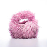 Fashion Soft Faux Fur Women Handbags Designer Y2K Long Plush Lady Hand Bags Luxury Round Clutch Bag Fluffy Female Purse