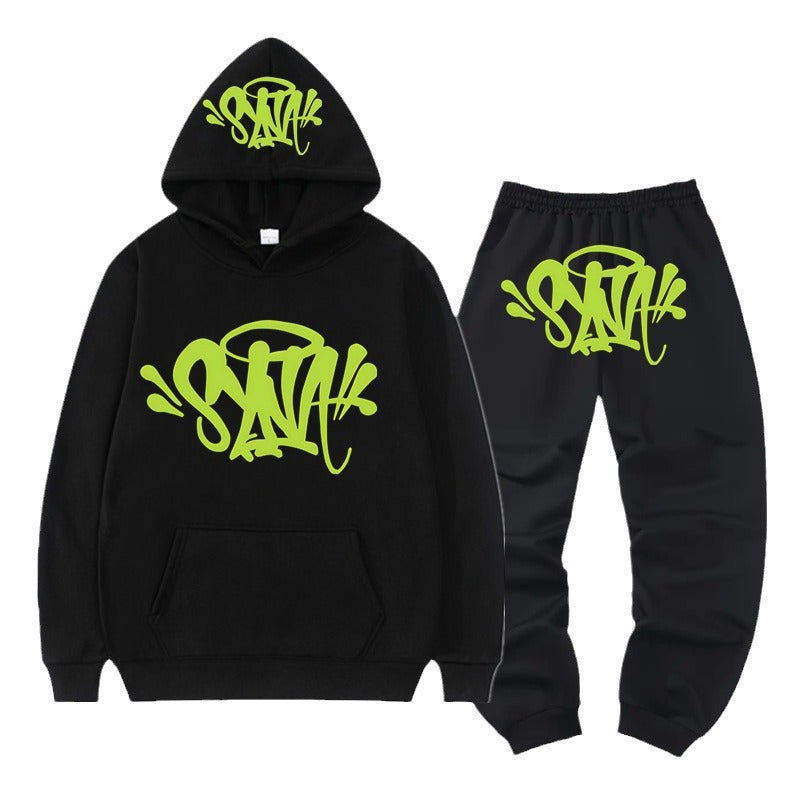 High Street Fashion Hoodie Set with Syna Print for Men