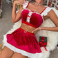 Christmas Clothes New Year Dress Set Festival Gift High-Quality Three-Piece Set for Women