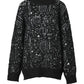 Black Jacquard Big Size Knitting Sweater Round Neck Long Sleeve Women Pullovers New Fashion Autumn Winter