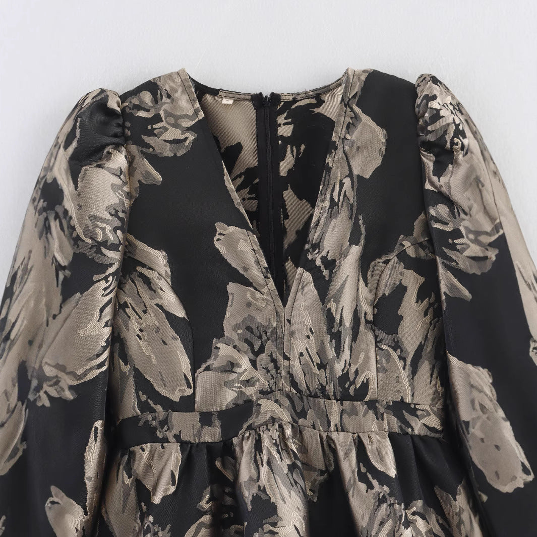 Fashion hem jacquard layered decorative dress for women