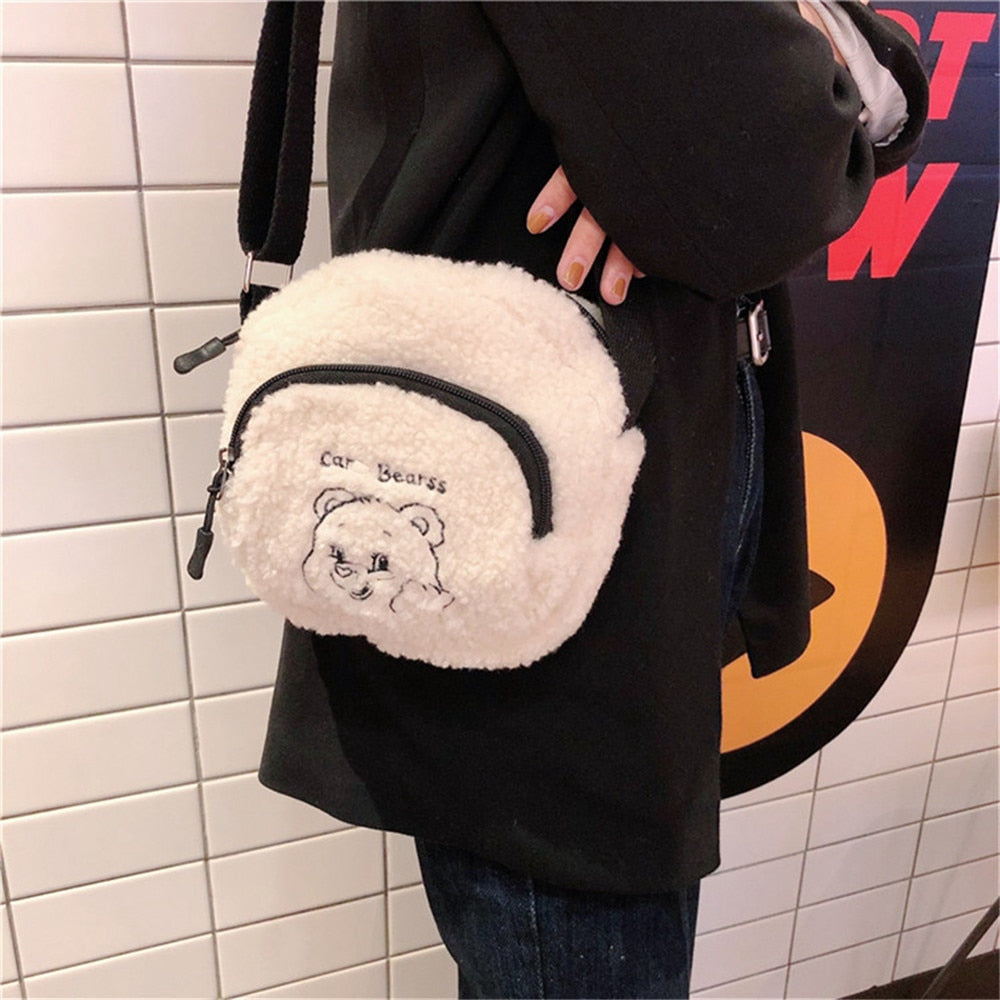 Fashion Original Wool Ladies Shoulder Bags Phone Pouch Classic Style Casual Solid Color Messenger Bag Women