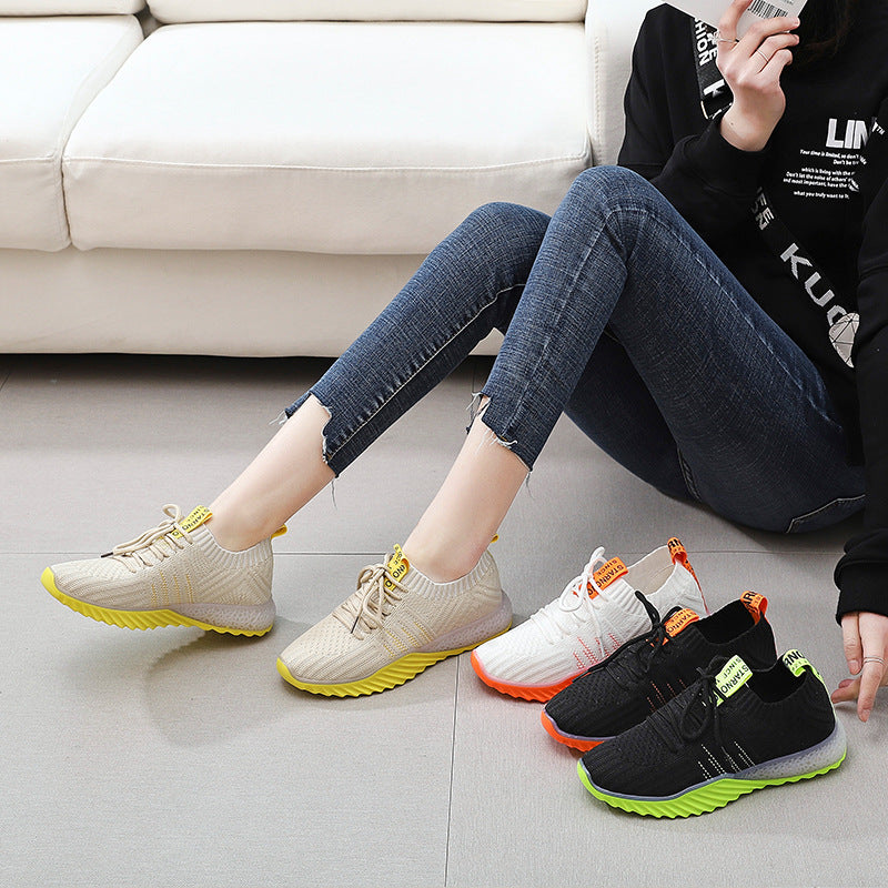 Dad Shoes Spring And Summer New Coconut Shoes Korean Version Fashion Textile Flying Woven Casual Sports Shoes Ins Women's Shoes Trend