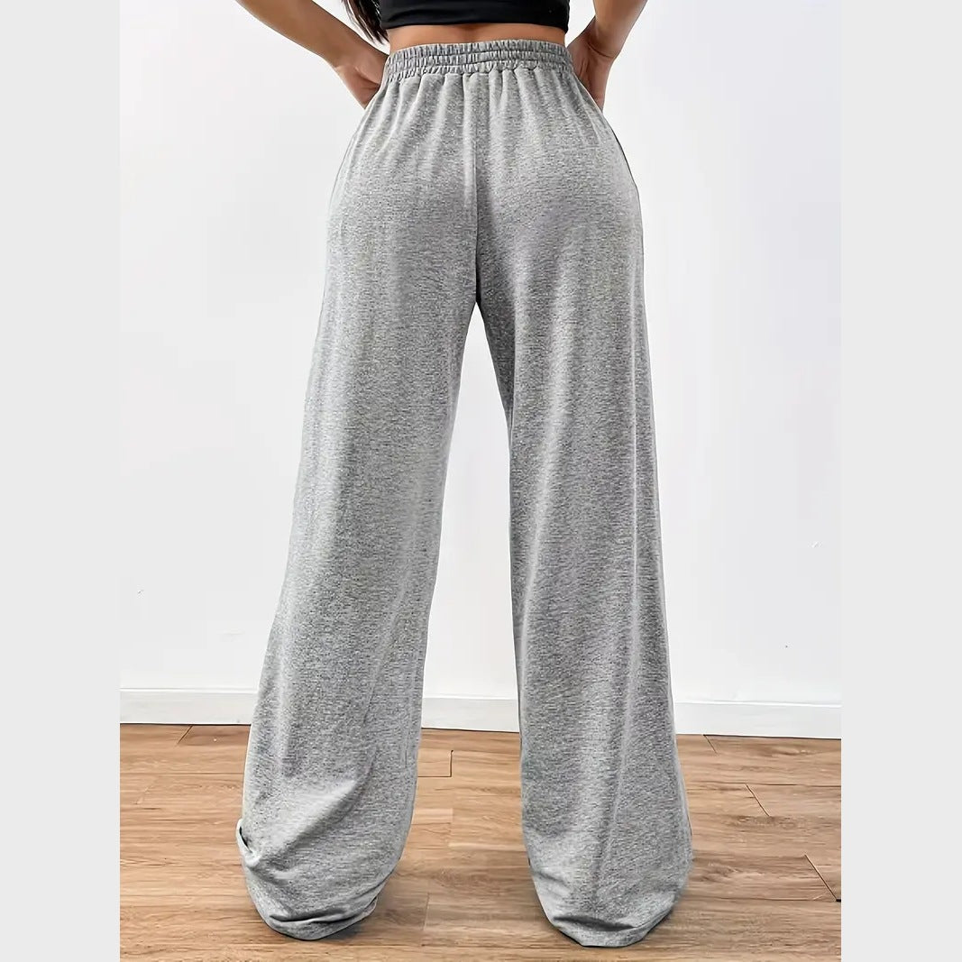 Womens Casual Wide-leg Pants With A Charcoal-colored Tire-track Pattern
