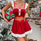 Christmas Clothes New Year Dress Set Festival Gift High-Quality Three-Piece Set for Women