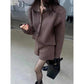 New Springautumn Polo-neck Sweater Jacket Short Two-piece Set