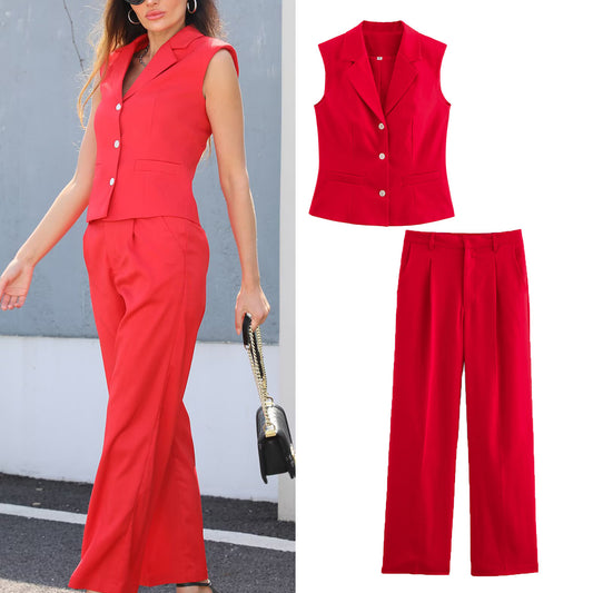 Fashion casual suit with vest and pants for women