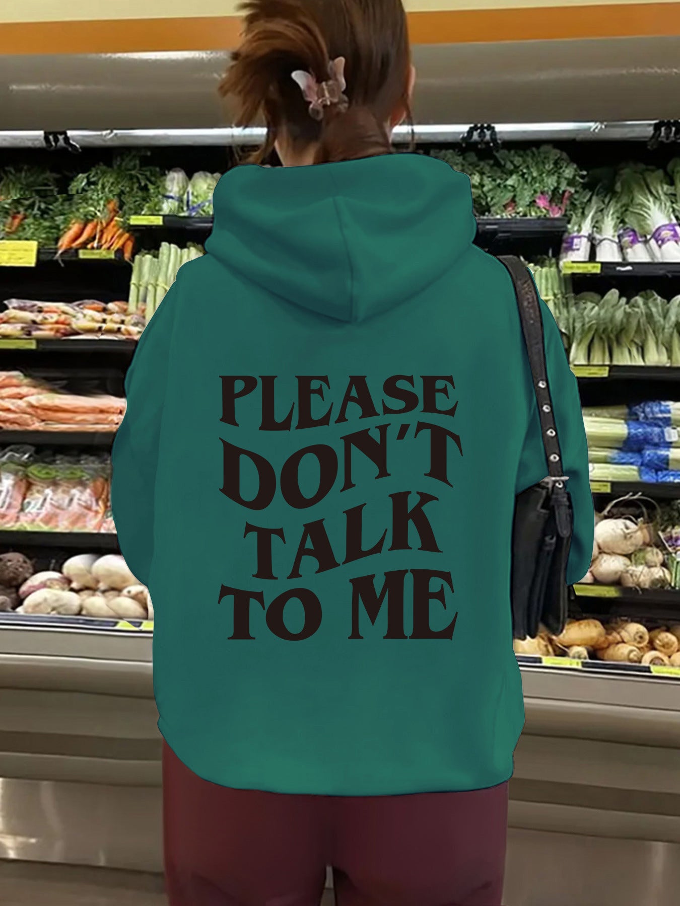 Hooded long sleeved fleece hoodie with letter print on top