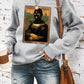 Portrait pattern printed round neck hoodie for women