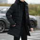 Loose men's medium to long thick warm casual fashion cotton jacket hooded cotton jacket for men