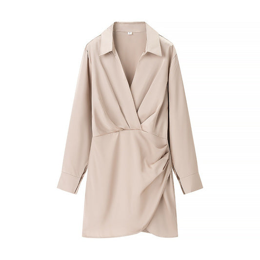 Elegant Fashion Side Pleated Dress for Women