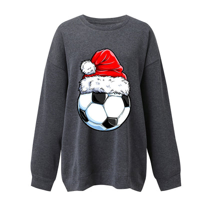 Christmas football element printed Christmas hoodie