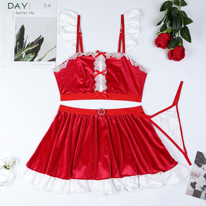 Christmas Clothes New Year Dress Set Festival Gift High-Quality Three-Piece Set for Women