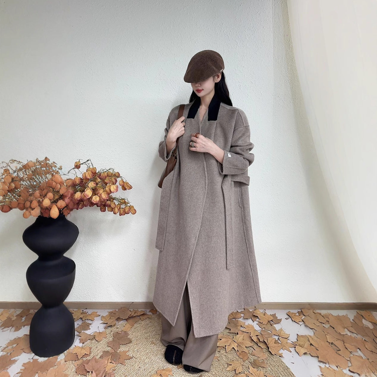 Long Double-sided Wool Coat In Korean Style