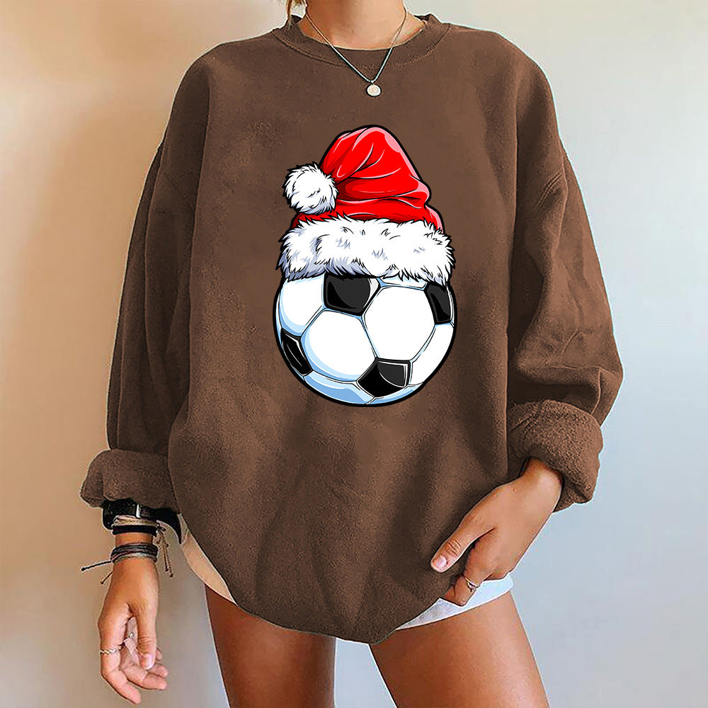 Christmas football element printed Christmas hoodie