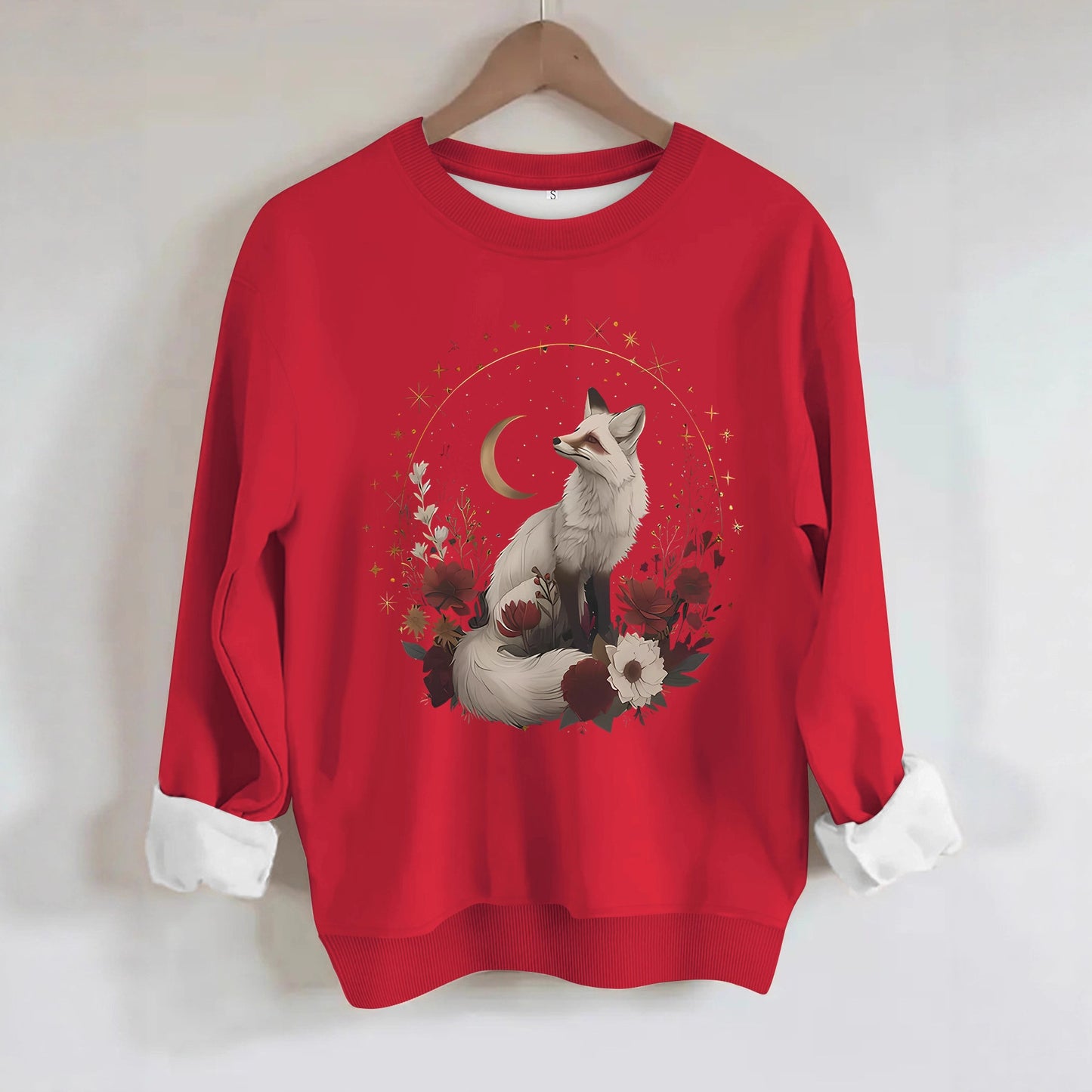 White fox print on hoodie