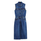 Fashion collar sleeveless denim dress for women