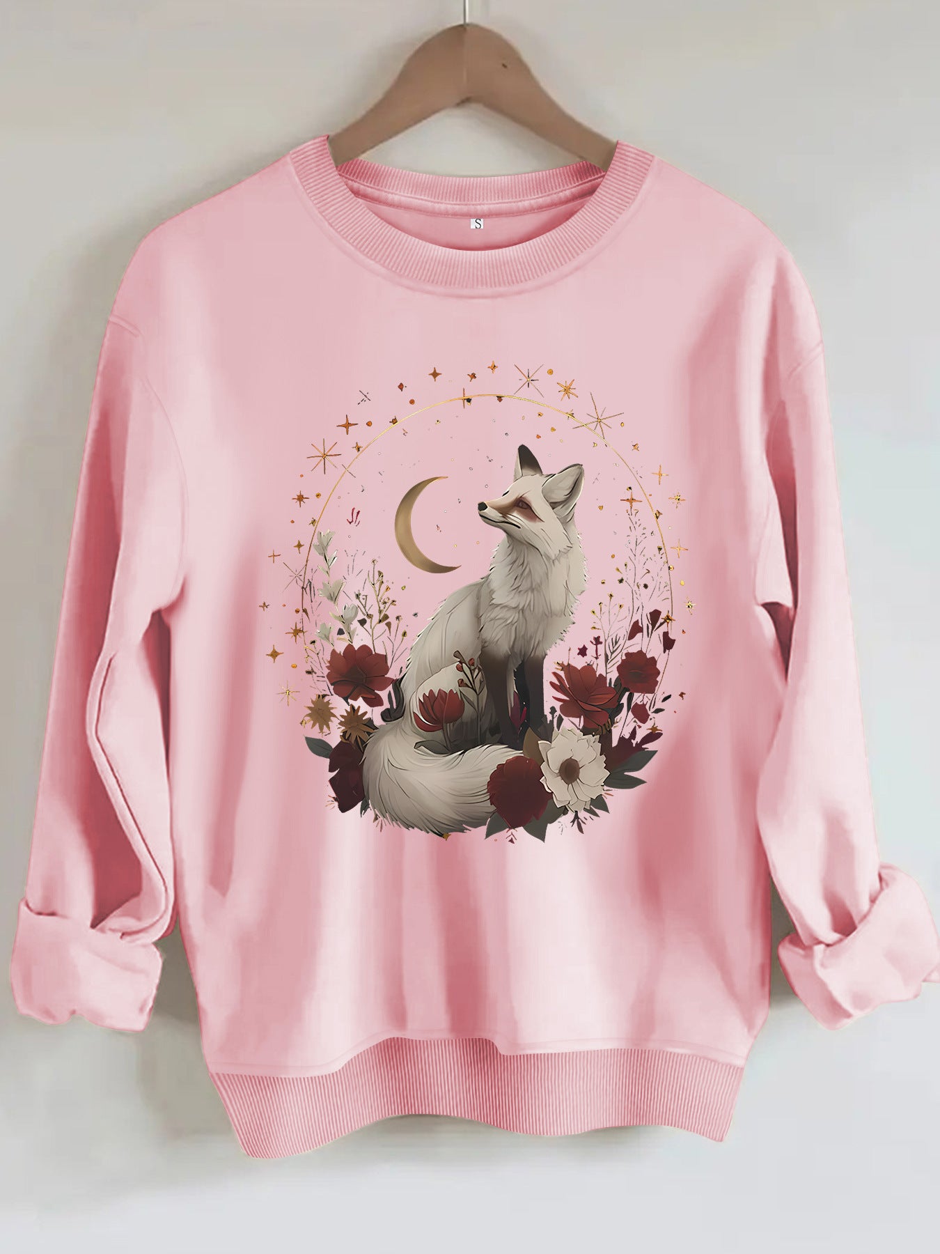 White fox print on hoodie