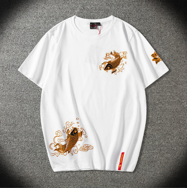 New men t shirt Chinese style knitted cotton embroidery men short sleeved T shirt round neck fashion national tide top