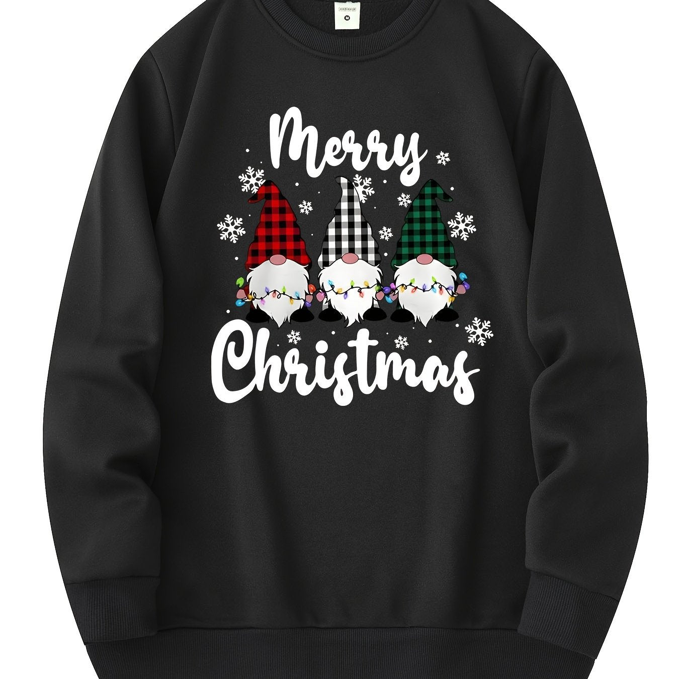Men's Christmas Gnome Graphic Sweatshirt - Olive Green Casua