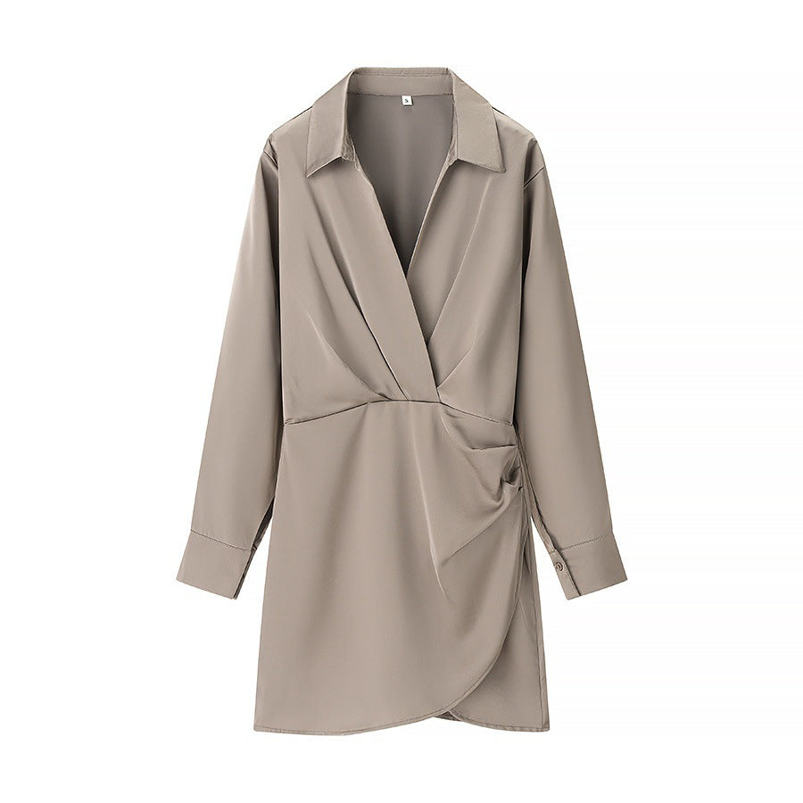 Elegant Fashion Side Pleated Dress for Women