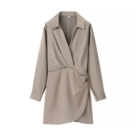 Elegant Fashion Side Pleated Dress for Women