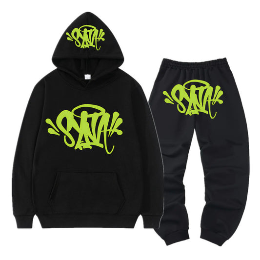 High Street Fashion Hoodie Set with Syna Print for Men