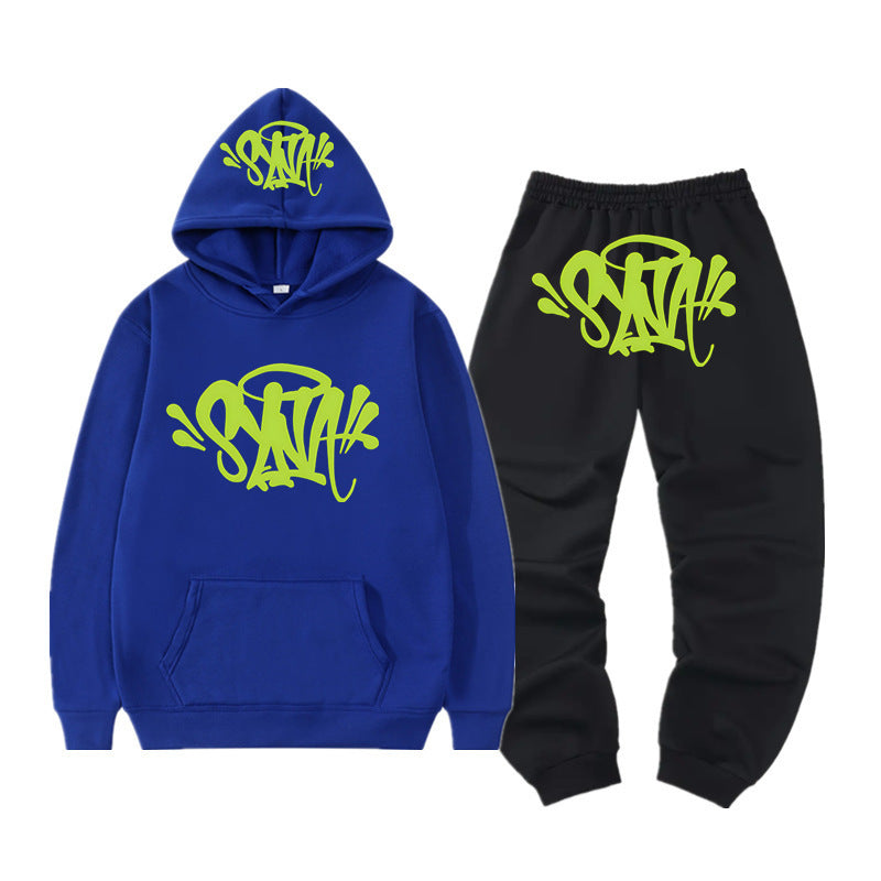 High Street Fashion Hoodie Set with Syna Print for Men