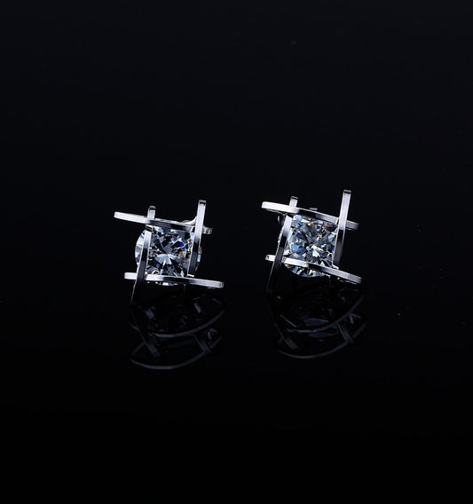 Women's earrings Europe and the new jewelry geometric hollow square triangle zircon earrings fashion banquet jewelry