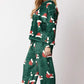 Christmas Hat Pattern Round Neck Long Sleeve Top and Pants Set