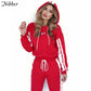 Nibbe spring Autumn fashion women Sportswear 2 piece set women White Red Active Wear Casual Sweat Pants Hooded Sweatshirt Hoodie