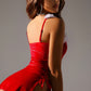 High slit sexy camisole skirt lingerie women love fringed Christmas uniform