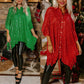 Christmas Mid-Sleeve Sequin Shirt for Women's Loose Casual Top