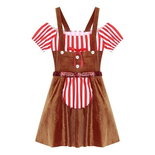 Christmas High-Waisted Outfit, Color-Blocking Christmas Performance Costume