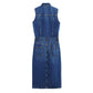 Fashion collar sleeveless denim dress for women