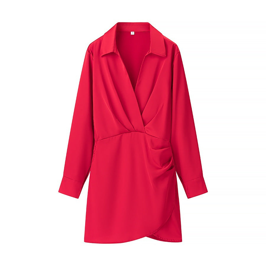 Elegant Fashion Side Pleated Dress for Women