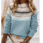 Half high collar pullover straight tube printed neutral style sweater
