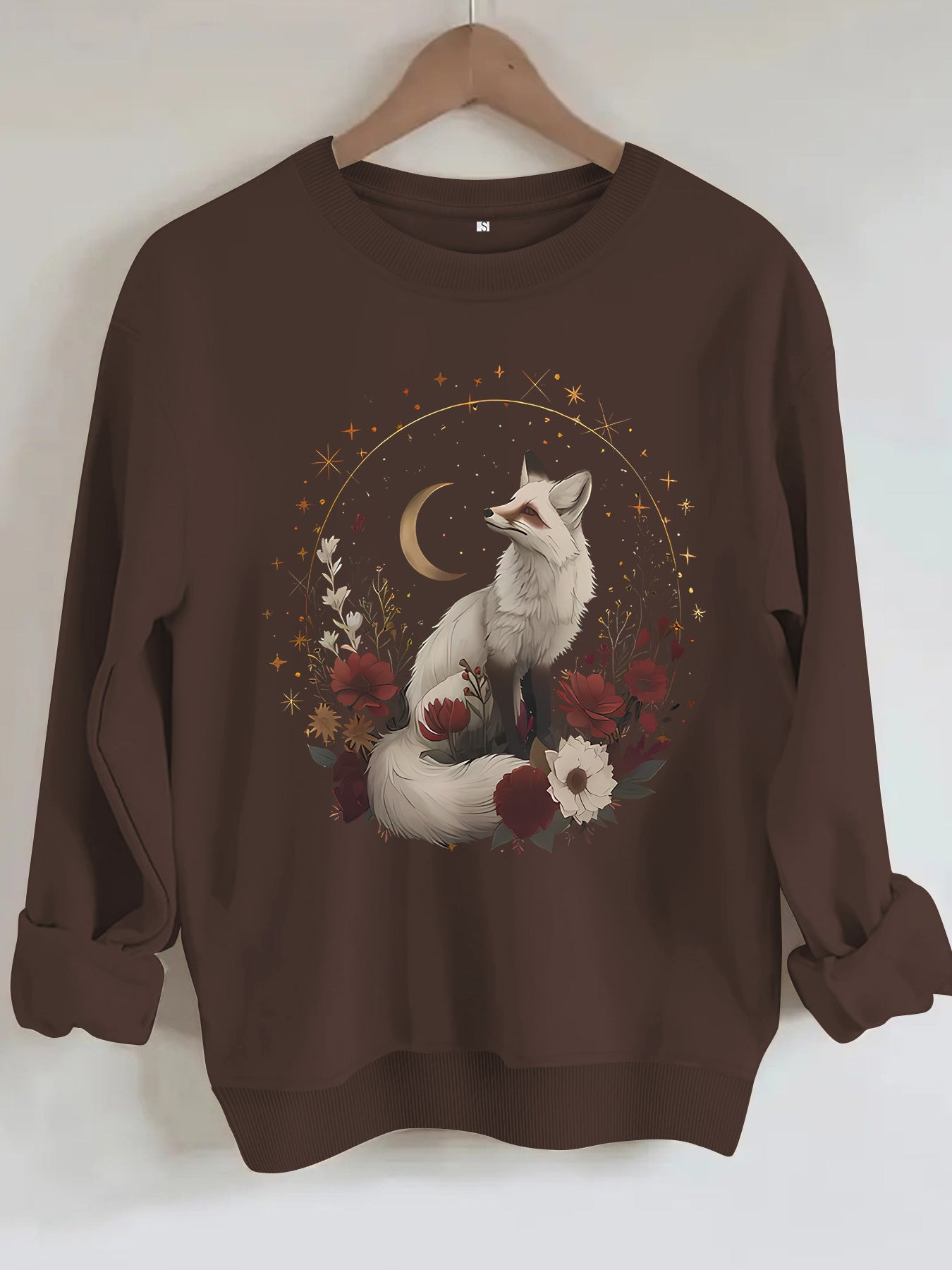 White fox print on hoodie