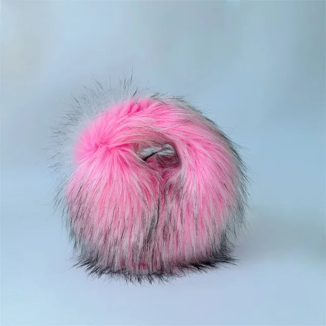 Fashion Soft Faux Fur Women Handbags Designer Y2K Long Plush Lady Hand Bags Luxury Round Clutch Bag Fluffy Female Purse