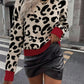 Half high collar pullover straight tube printed neutral style sweater