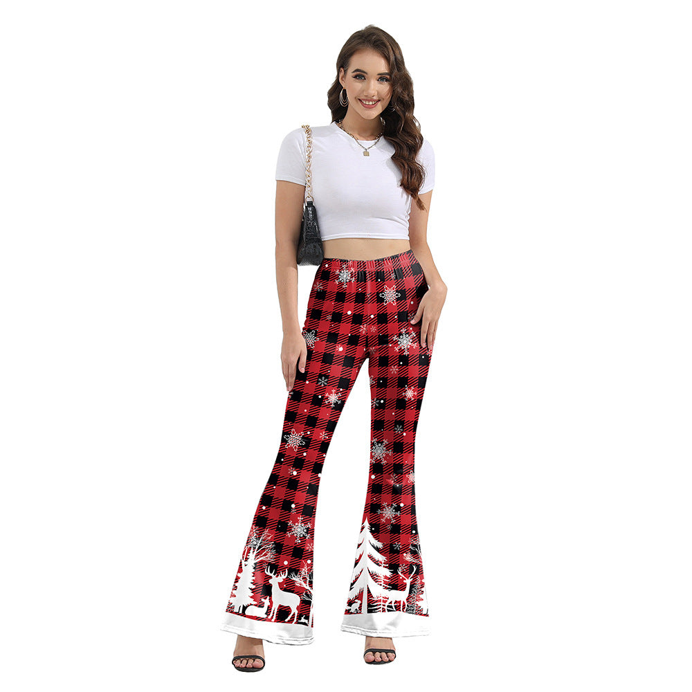 Christmas women's bell bottom pants