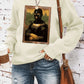 Portrait pattern printed round neck hoodie for women